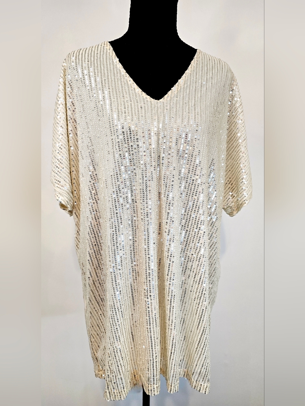 sequin top champagne glam holiday party sparkle oversized chic concert NYE
